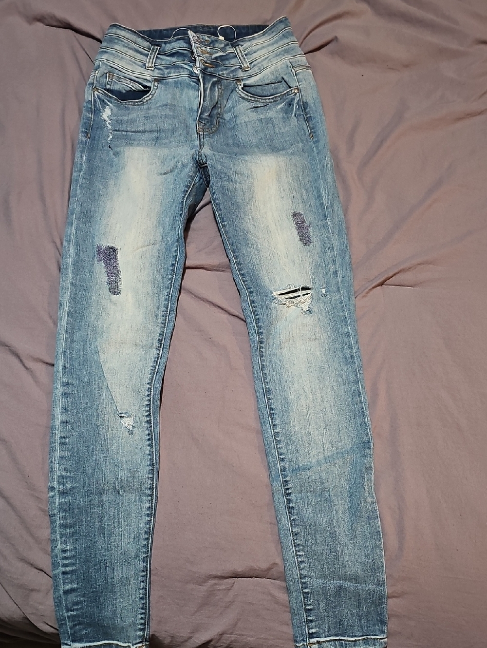Women's Light Blue Distressed Skinny Jeans